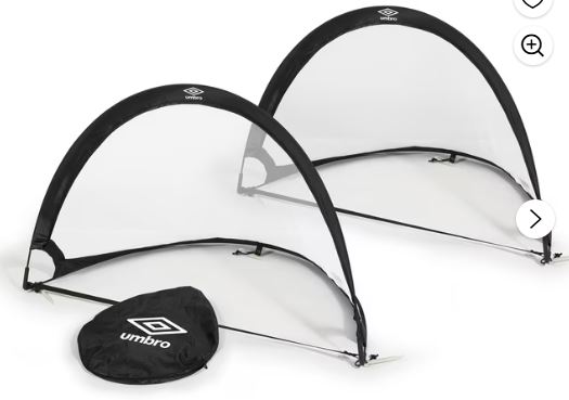 Umbro 3′ x 2′ Pop-up Soccer Goal Net Set – Portable 2 Goal Set with Carry Bag