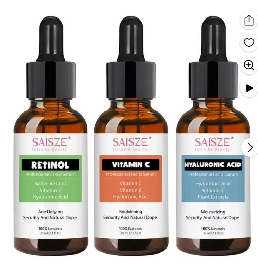 SAISZE Vitamin C Serum Kit, Anti-Aging Face Serum, Retinol Serum & Vitamin C Serum & Hyaluronic Acid Serum Set for Firming, Hydrating for Face Day & Night Skin Care, Perfect Mother’s Day Gift