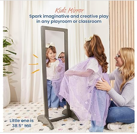 ECR4Kids Single-Sided Bi-Directional Mirror, Kids Furniture, Grey Wash