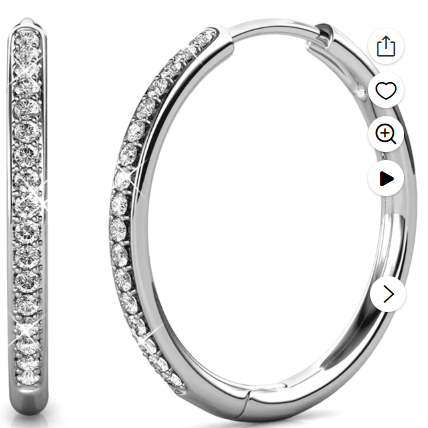 Cate & Chloe Bianca 18k White Gold Drop Dangle 25mm Hoop Earrings with Swarovski Crystals for Women