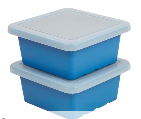 ECR4Kids Square Bin with Lid, Storage Containers, 2-Pack