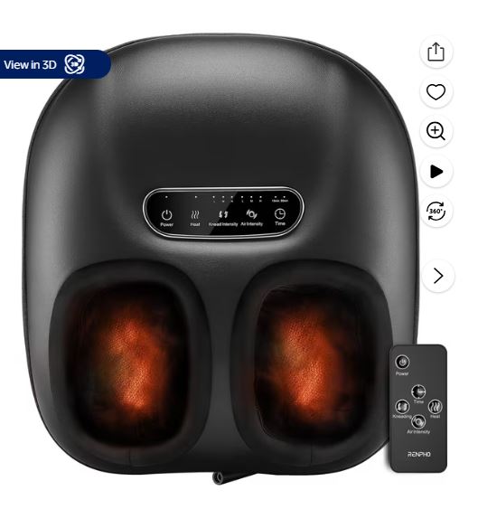 Renpho Shiatsu Foot Massager with Heat for Tired Foot Blood Circulation up to size 11, Black,Gift