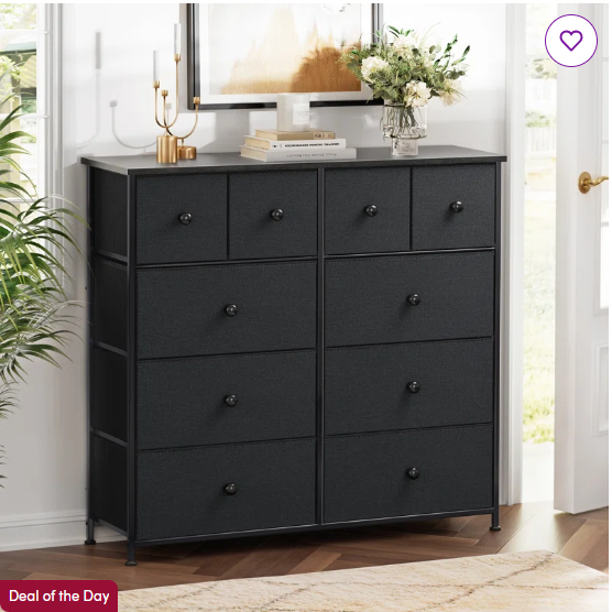 Ojaswi 10 Dressers, Wooden Dresser, Chest of Drawers with Fabric