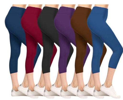 6-Pack High Waisted Capri Leggings – Buttery Soft, High Stretch, Yoga Workout Pants for Women