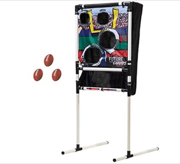 Franklin Sports Kids Football Target Toss with Mini Footballs – Indoor Football Passing Game for Kids – Football Passing Targets, Black