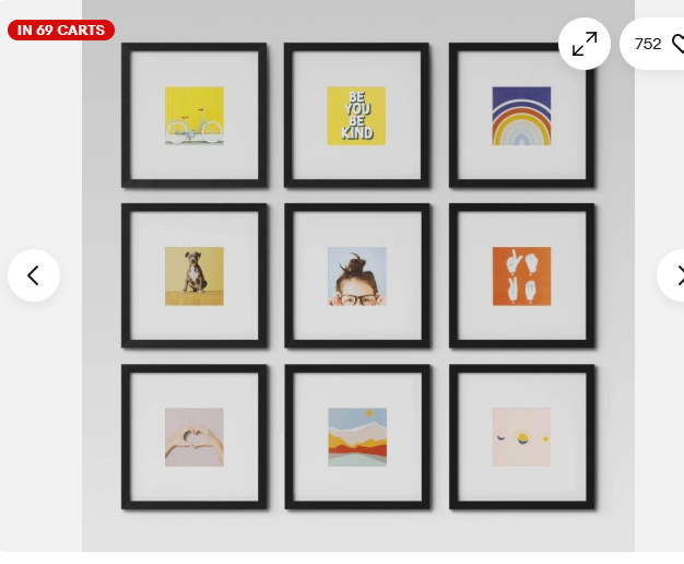 Set of 9 Gallery Frame Set 10″ x 10″ Matted to 5″