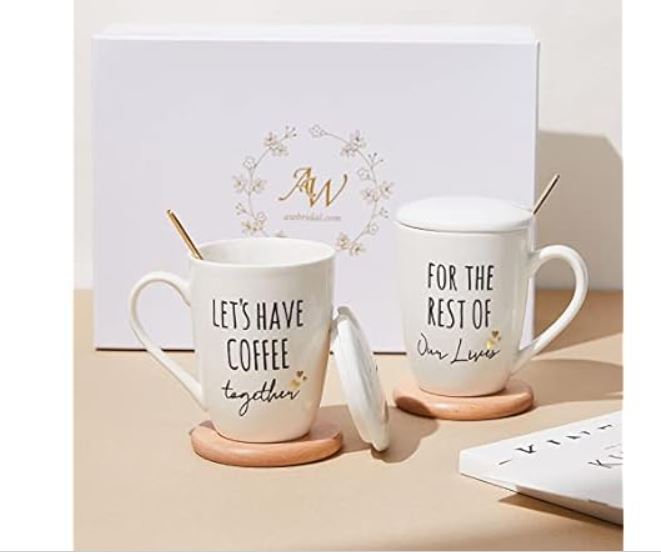Ceramic Engagement Coffee Mug Set