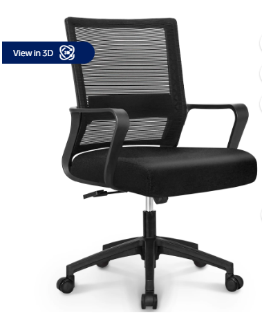 Neo Chair MB-7 Ergonomic Mid Back, Height Adjustable, Swivel, Lumbar Support, Deep and Wide Mesh Home Office Computer Desk Chair with Armrests, Black