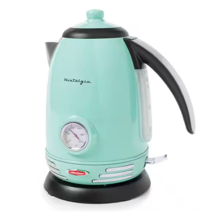 Aqua Retro 1500 W 1.7-Liter Stainless Steel Electric Water Kettle with Strix Thermostat