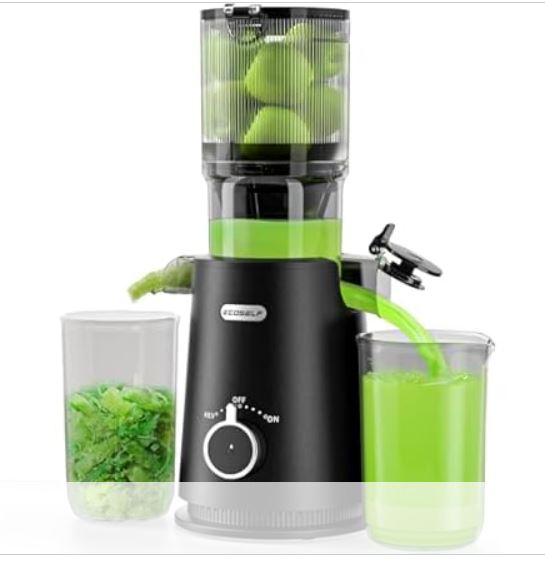 ECOSELF Cold Press Juicer with 4.35″ Large Feed Chute Fit Whole Fruits & Vegetables