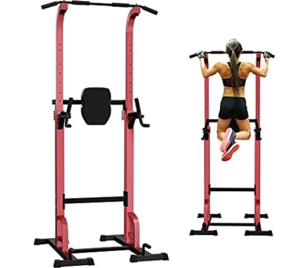 Holleyweb Multi-Function Power Tower Dip Station, Pull Up & Dip Stands Adjustable Strength Training Equipment for Home Gym Fitness Workout