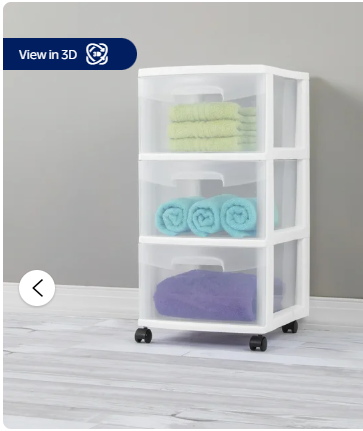 Sterilite 3 Drawer Cart, White