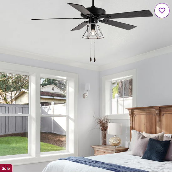 Bassiru 52″ 5-Blade Black and White Ceiling Fan with Light