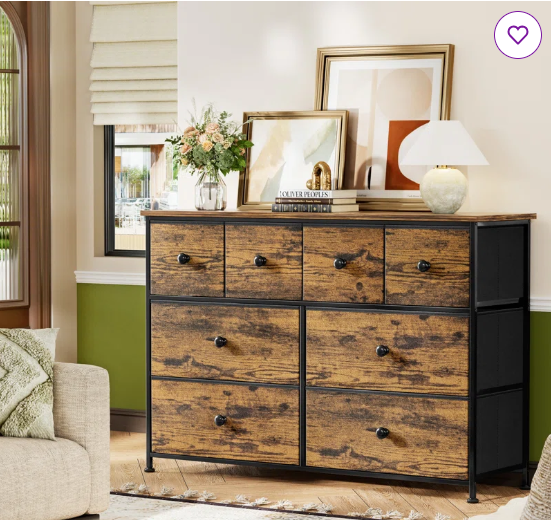 Ojaswi 8-Drawer Dresser, Chest of Drawers with Fabric Storage for Bedroom