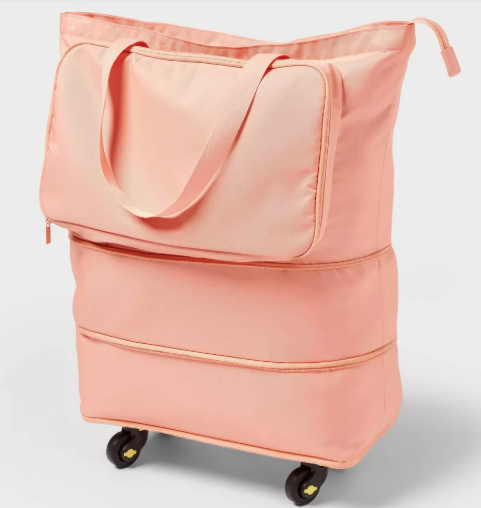 Collapsible Rolling Tote Coral Haze – Brightroom™