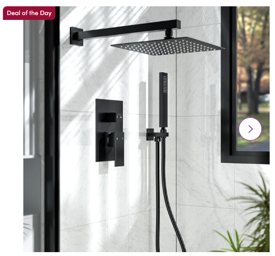 SF10-2FWM6066BK RainfallCascade 10″ Pressure Balanced Rain Shower System with Handheld Spray