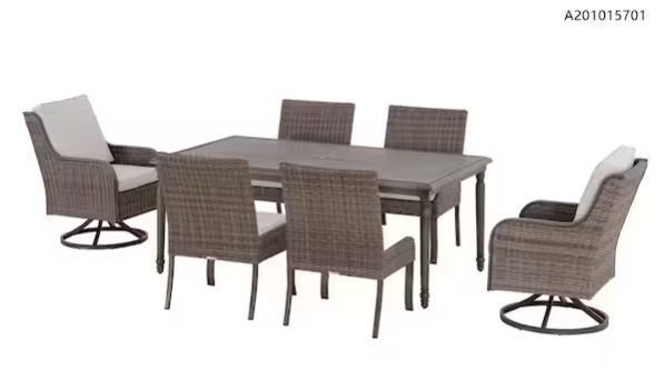 Windsor 7-Pieces Wicker Rectangle Outdoor Dining set with cover