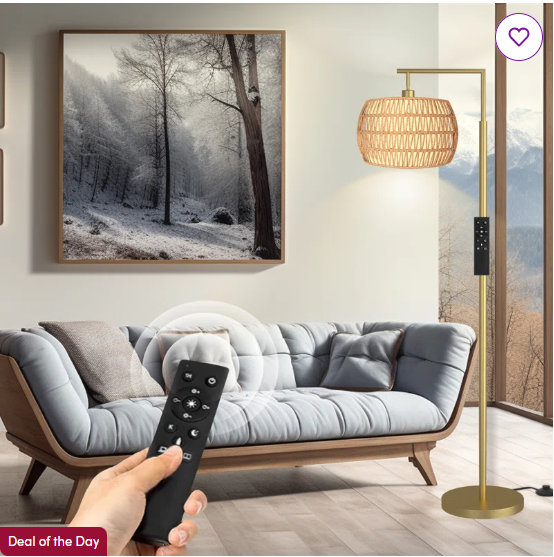Floor Lamp With Remote Control, Dimmable Bulb Included