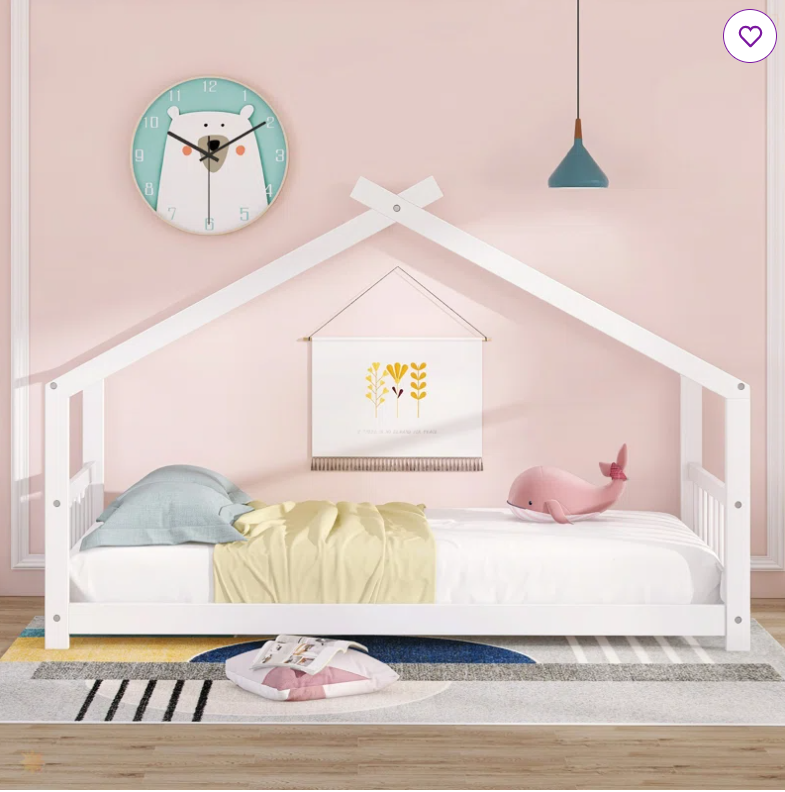 Twin Size Upholstered Leather Platform Bed Decorated With A Rabbit Ornament