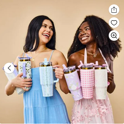 Thyme & Table 32oz Tumbler with Handle, Dual Straw Lid, Stainless Steel Double Wall, Floral