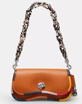 coachoutlet Wavy Dinky Bag In Coachtopia Leather With Colorful Binding