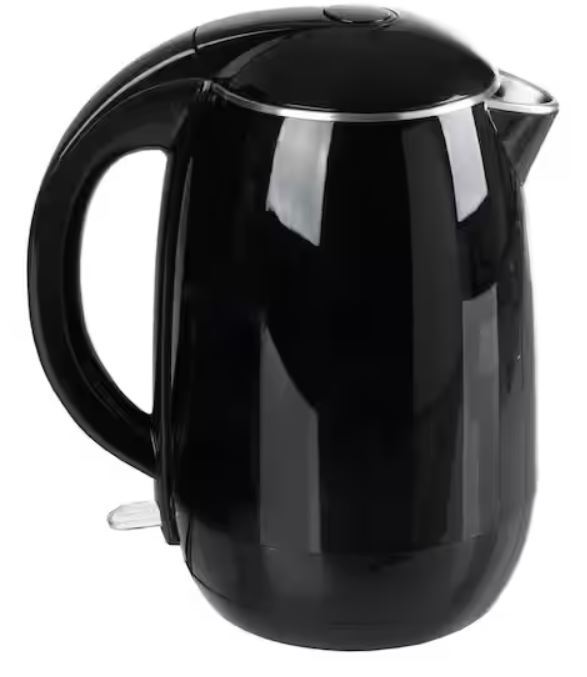 7-Cup Stainless-Steel Interior Electric Kettle Auto-Off Rapid Boil, Black