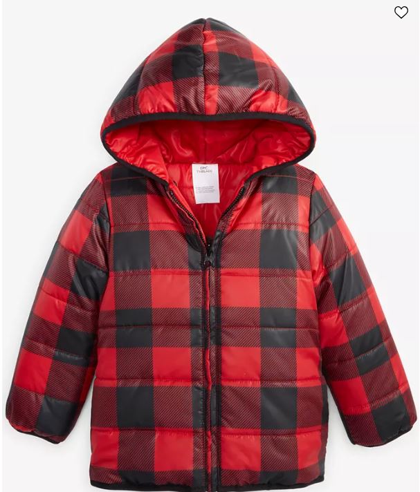 Toddler Boys Buffalo Plaid Reversible Puffer Jacket, Created for Macy’s