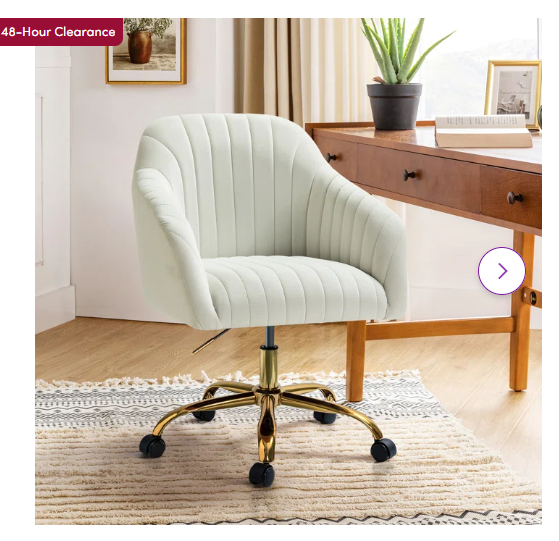 Adan Modern Velvet Task Chair with Wood Frame and Back