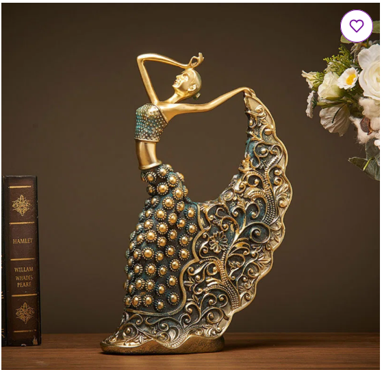 14.2″ Gold Modern Simulation Couple Swan Sculpture Art Ornament Home Table Statue Decor