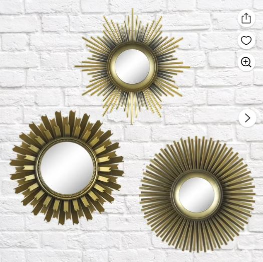 Better Homes & Gardens Round Sunburst Mirror, 3 Pieces