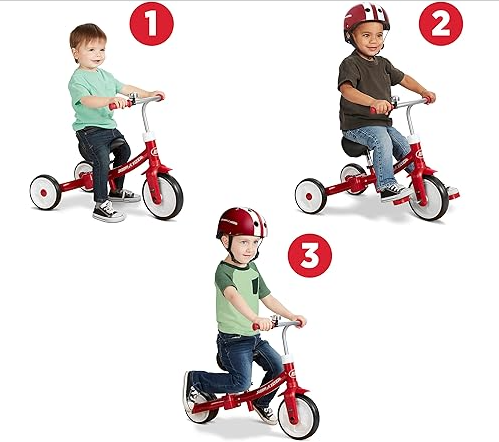 Radio Flyer Triple Play Trike, Toddler Tricycle, Balance Bike and Ride-On, Ages 1-3, Large, Red