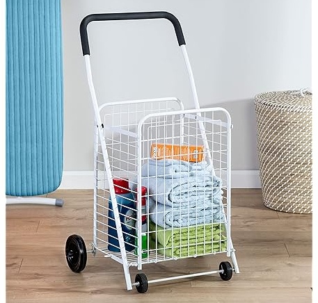 Honey-Can-Do White Four Wheel Utility Cart, 20.4″D x 17.72″W x 36.22″H