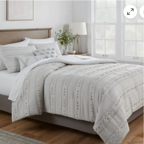 5pc Full/Queen Quinlan Clipped Stripe Dot Comforter Bedding Set Gray – Threshold