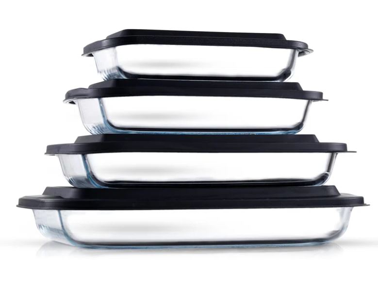 JoyJolt 8-Piece Glass Oven-to-Table Baking Dish with Lids