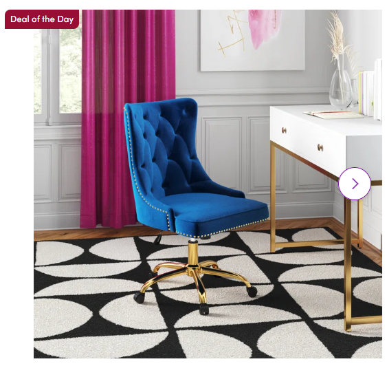 Lisa Swivel Height-Adjustable Wingback Tilting Velvet Task Chair with Tufted Naihead Trim