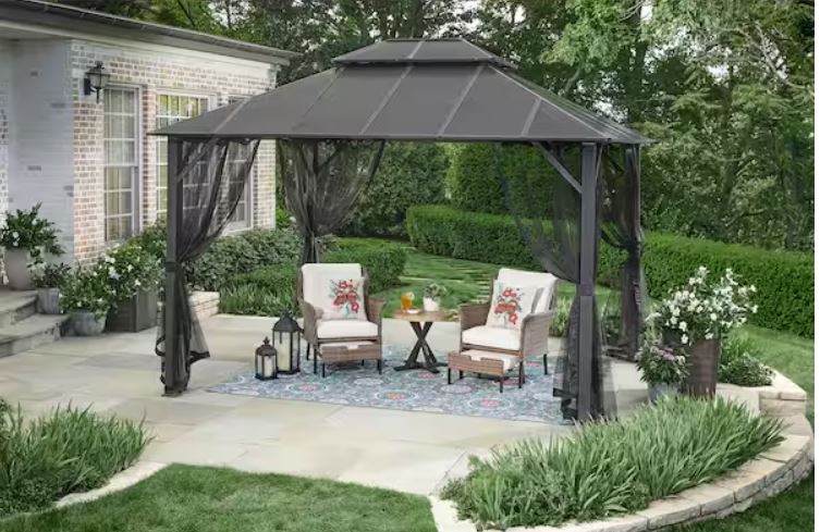 Parksbury 10 ft. x 12 ft. Antique Pewter Hard Top Gazebo