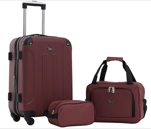 Travelers Club Chicago Hardside Expandable Spinner Luggage, Apple Butter, 3 Piece Set