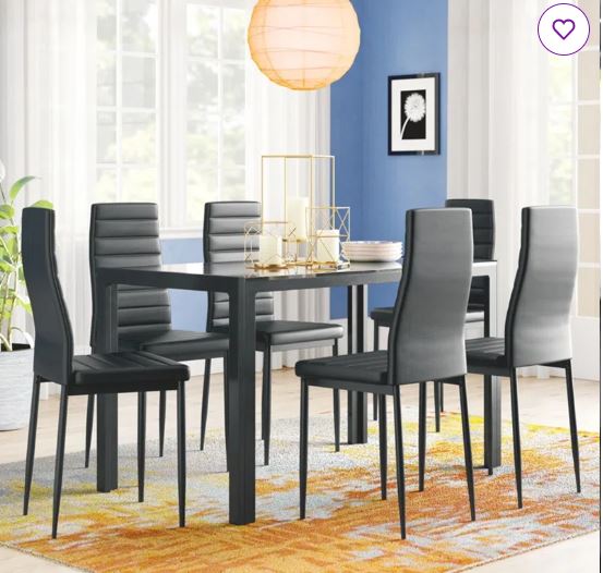 Rosenzweig 6 – Person Glass Top Four Leg Dining Set