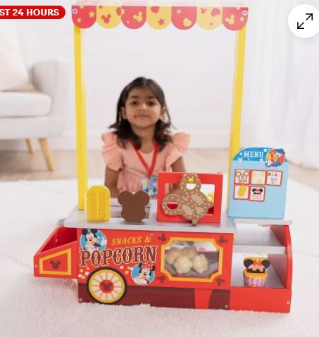 Melissa & Doug Snacks & Popcorn Wooden Pretend Play Food Counter 33pc