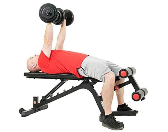 Sunny Health & Fitness Fully Adjustable Power Zone Utility Heavy Duty Weight Bench with 500 LB Max Weight – SF-BH6920, Black