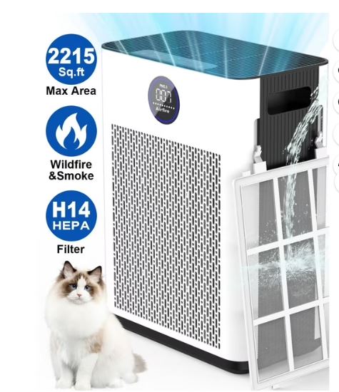 AIRFIRE H14 HEPA Air Purifiers for Home up to 2215 Sq.ft, Air Purifier for Allergies and Asthma, Pollen, Wildfire/Smoke, Pet Dander & Odor, Dust, AP304, White