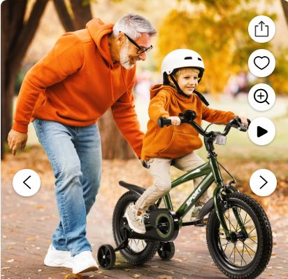 Naipo 14″ Kid Bike Green Children Bikes for Boys Girls Removable Training Wheels Bicycle