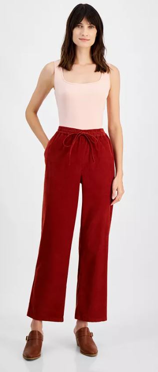 Women’s Cotton Corduroy Drawstring Pants, Created for Macy’s