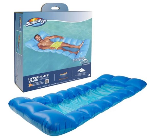 Swimways Comfort Cloud Pool Lounger with Fast Inflation & Headrest Pillow | Oversized Inflatable Pool Floats for Adults
