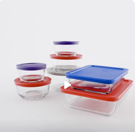 Pyrex Simply Store Glass Storage Container Set with Lids, 14 Piece