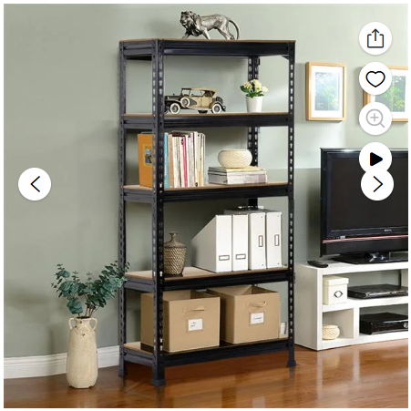 Alden Design 5-Tier Boltless & Adjustable Steel Storage Shelf Unit, Black