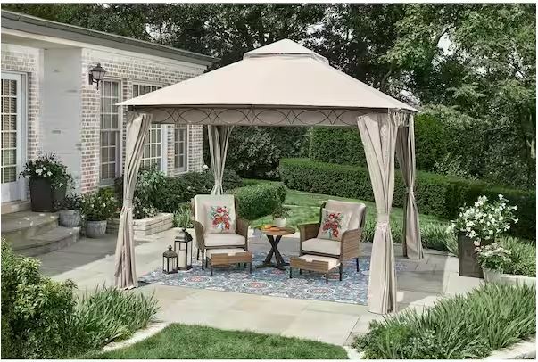Palantine 10.5 ft. x 10.5 ft. Tan Soft Top Gazebo