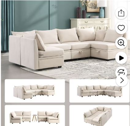 GIANNA Mid-Century Modern Wooden TV Stand for 55-60” TVs, 2 Storage Cabinets