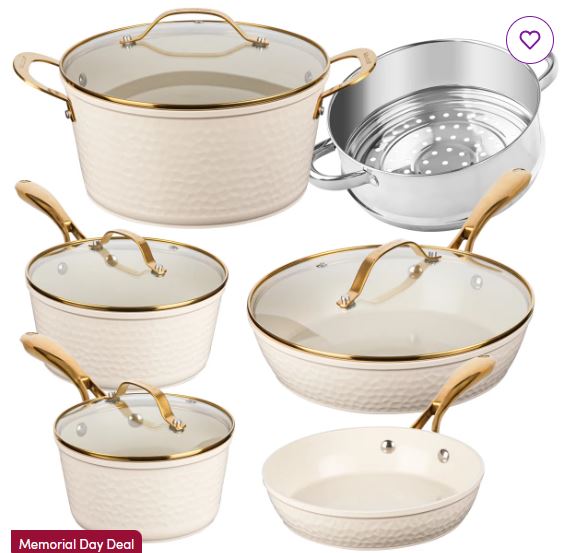 Gotham Steel 10 Piece Hammered Nonstick Ceramic Cookware Set