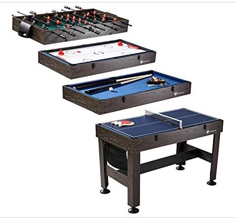 MD Sports Table Tennis, Slide Hockey, Foosball, Billiards, 54” 4-in-1 Combination Game Set with Side Lock Clips